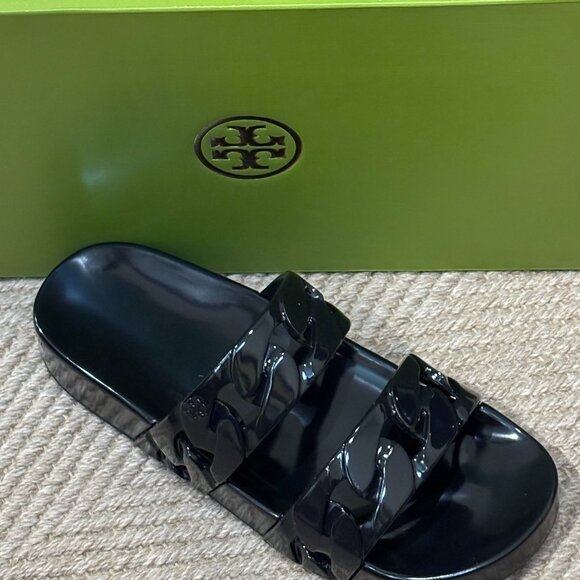 Tory Burch Women Adrien Jelly Lightweight Flat Slide Sandals - Picture 10 of 14
